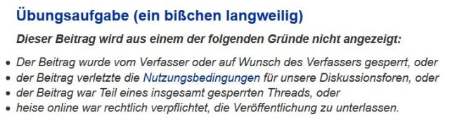 Heise Schmutz Sperre